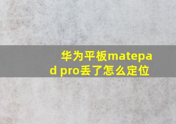 华为平板matepad pro丢了怎么定位